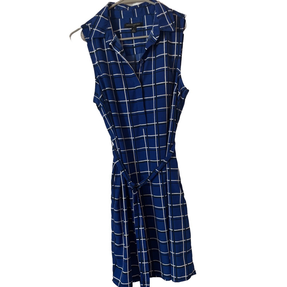 NWOT Banana Republic Sleeveless Blue Plaid Dress